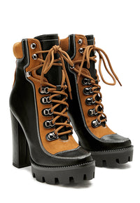 Thumbnail for London Rag - Yeti High Heel Lace Up Biker Boots - 4 COLORS -