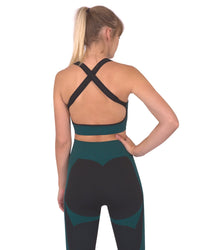 Thumbnail for Savoy - Trois Seamless Sports Bra - Black With Teal Blue - 1 COLOR -