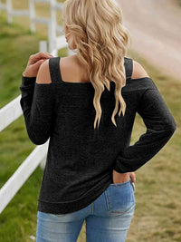 Thumbnail for Full Size Cutout Cold Shoulder Blouse - T - 6 COLORS -