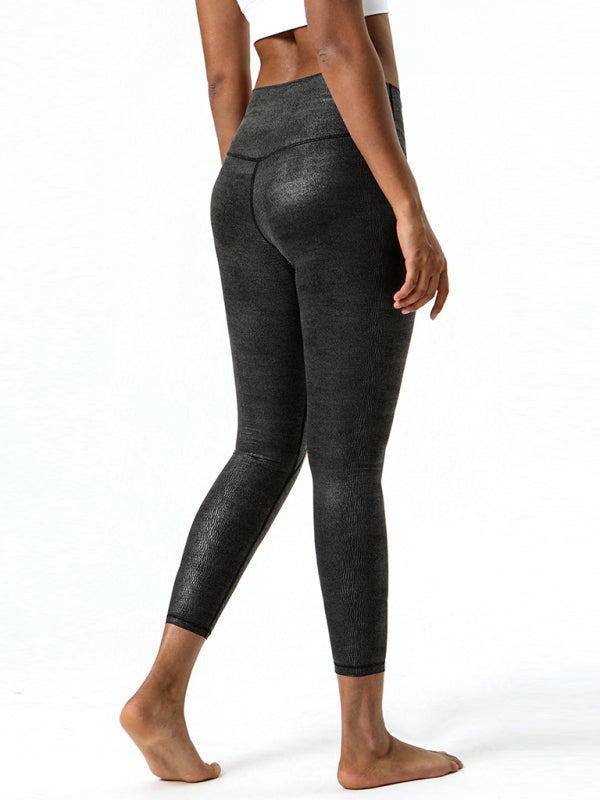 Textured-leather high-stretch yoga pants - K - 1 COLOR -