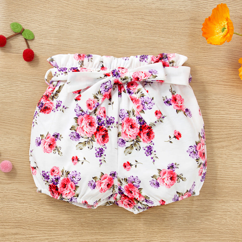 Decorative Button Tank and Floral Shorts Set - 2 PCS. - T - 2 COLORS -