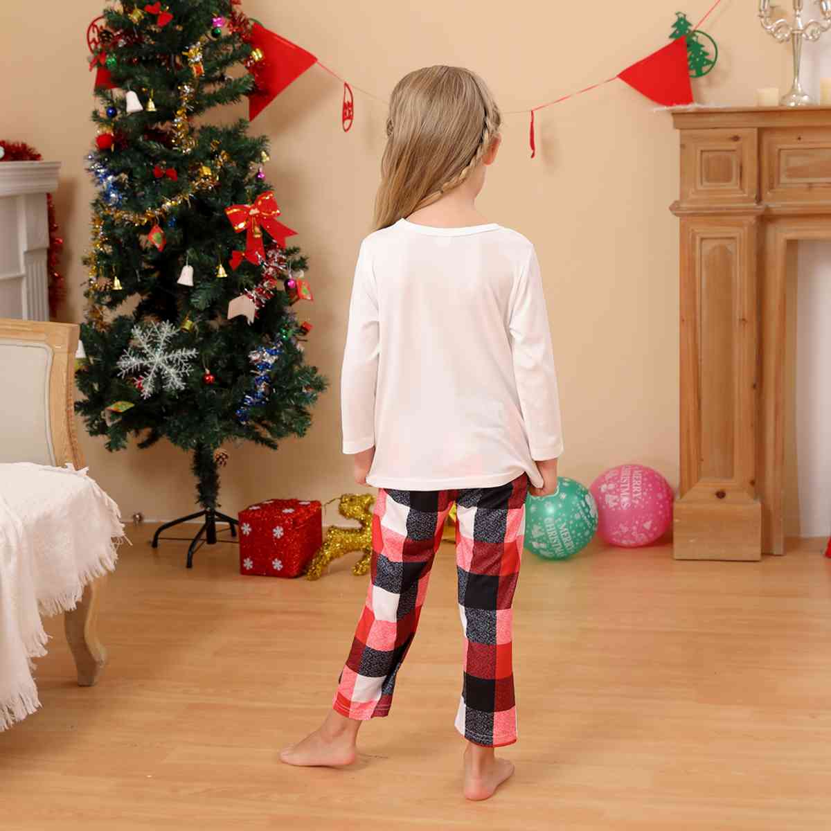 KIDS Reindeer Top and Plaid Pants Set - T -