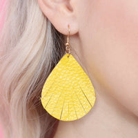 Thumbnail for Fringed Pear Shaped Leather Earrings - 10 COLORS