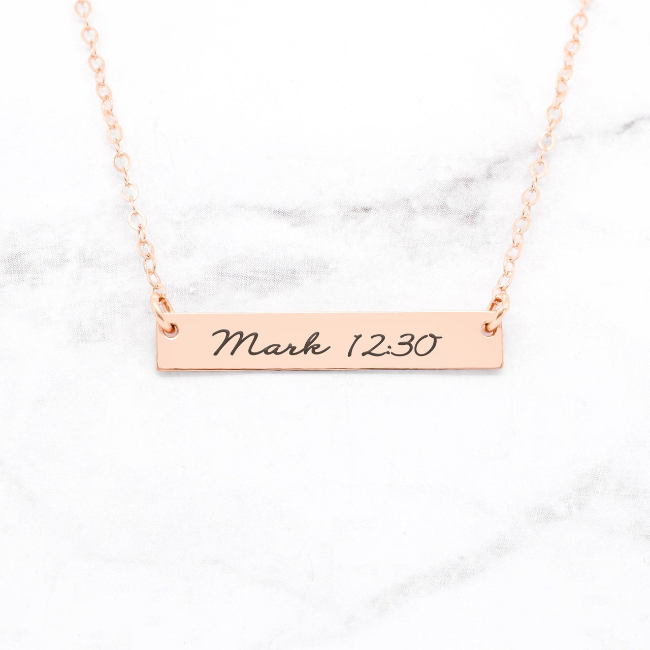 Bible Verse Necklace - Rose Gold Bar Necklace -