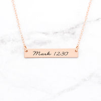 Thumbnail for Bible Verse Necklace - Rose Gold Bar Necklace -