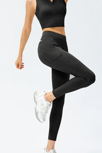 Thumbnail for Full Size Slim Fit High Waist Long Sports Pants Leggings with Pockets - T - 4 COLORS -