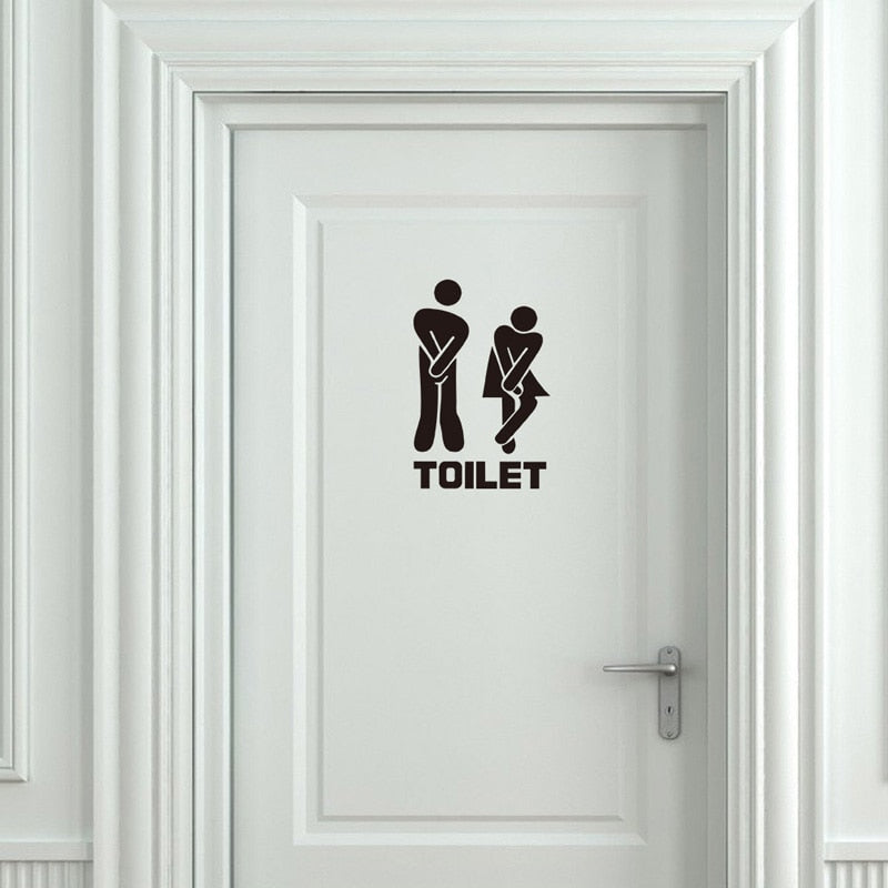 Creative Funny Restroom Wall/Door Sticker  - Unisex - Vinyl Home Decor Decal -  Waterproof - [16-22 DAY DELIVERY] - 1 SIZE -