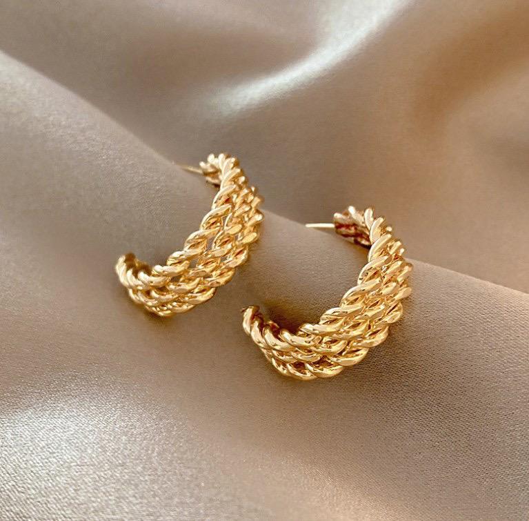 Triple Braided Hoop Earrings -