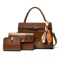 Thumbnail for Savoy - Janice Womens Handle Bag (3 Piece Set) - Brown - 1 COLOR -