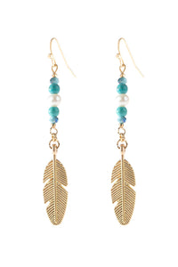 Thumbnail for Cast Feather Dangle Earrings - 8 COLORS -