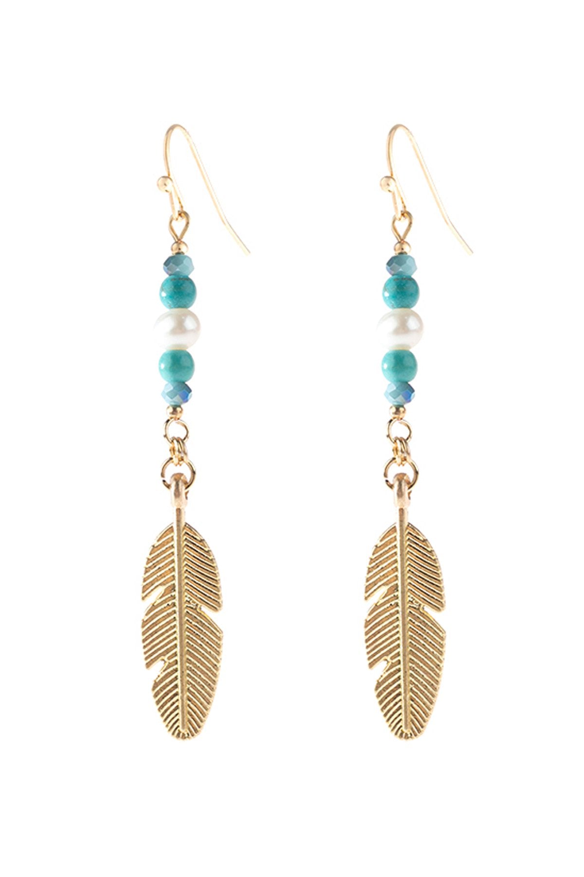 Cast Feather Dangle Earrings - 8 COLORS -