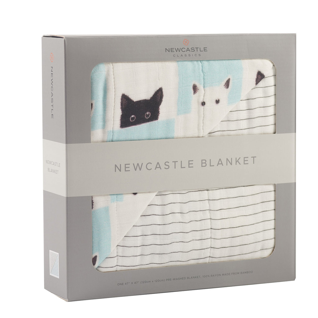 Peek-A-Boo Cats and Pencil Stripe Bamboo Muslin Newcastle Blanket -