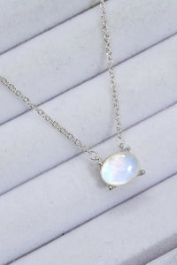 Thumbnail for Geometric Moonstone Pendant Necklace - T - 2 FINISHES -