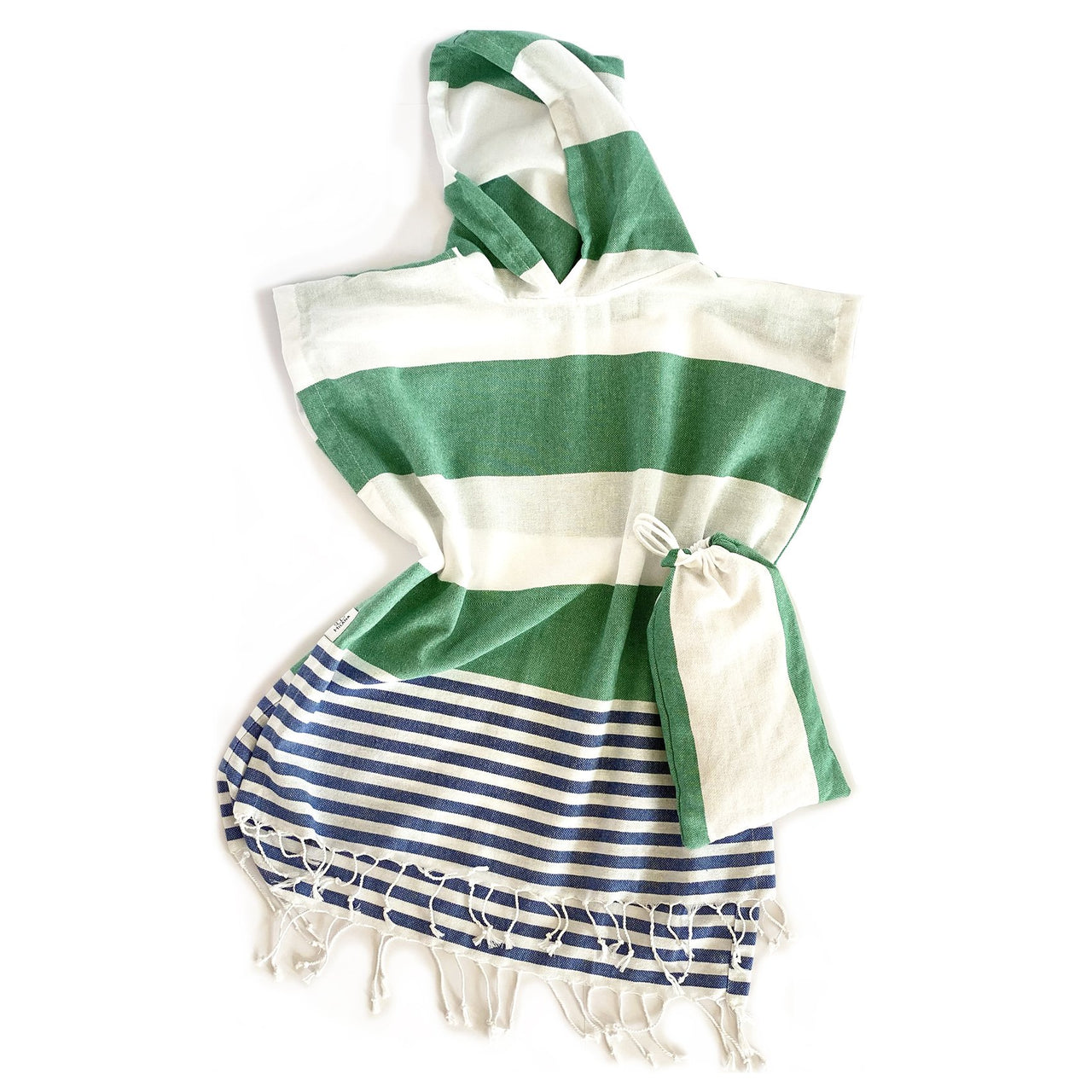 KIDS Hilana upcycled Cotton - Veracruz Hooded Poncho Towel - Green - 1 COLOR -