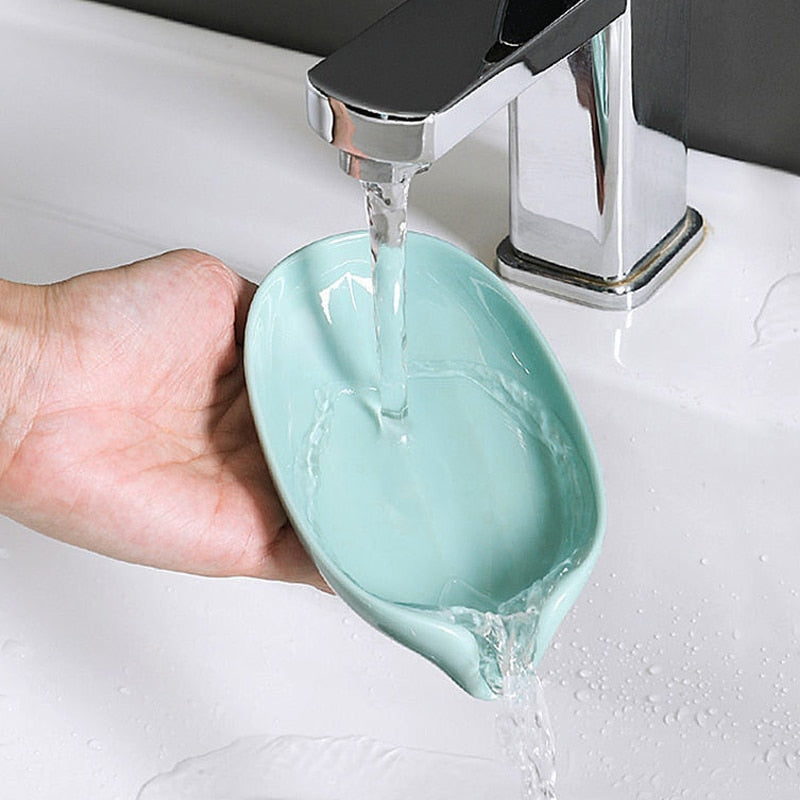 Leaf Shape Soap Box Drain Soap Holder - Suction Cup Soap Dish Tray Soap Dish for Bathroom Soap Container - NICE! - [23 DAY DELIVERY] - 8 COLORS -