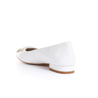 Thumbnail for Tassel Leather Square Toe Ballerina (White)