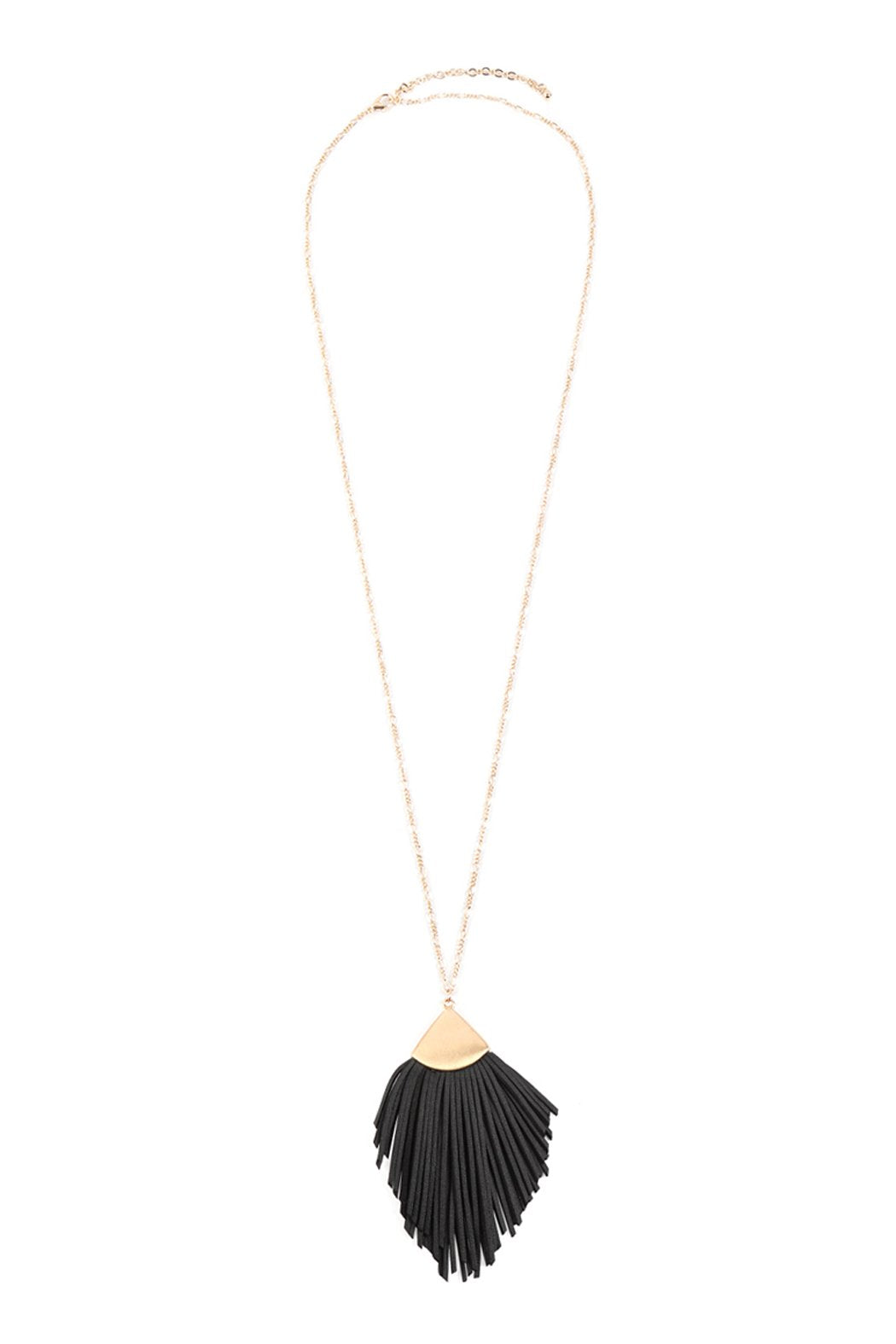 Feather Shape Pu Leather Tassel Necklace - 8 COLORS -