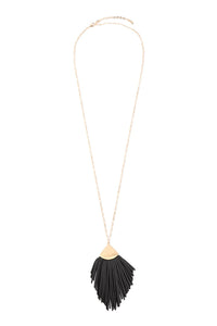 Thumbnail for Feather Shape Pu Leather Tassel Necklace - 8 COLORS -