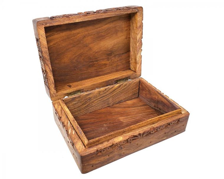 OMSutra - Tree of Life Hand Carved Wood Box 5"x7" -