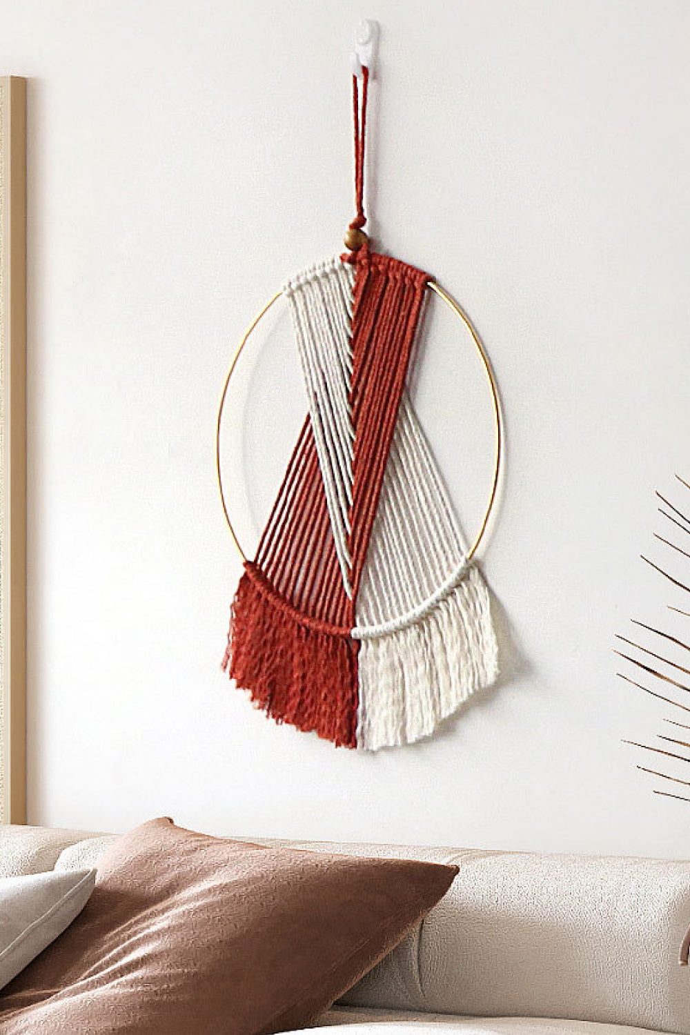 Contrast Fringe Round Macrame Wall Hanging - 16.5" X 9.8" - T - 4 COLORS -