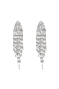 Thumbnail for Bridal Rhinestone Long Tassel Earrings - 2 FINISHES -