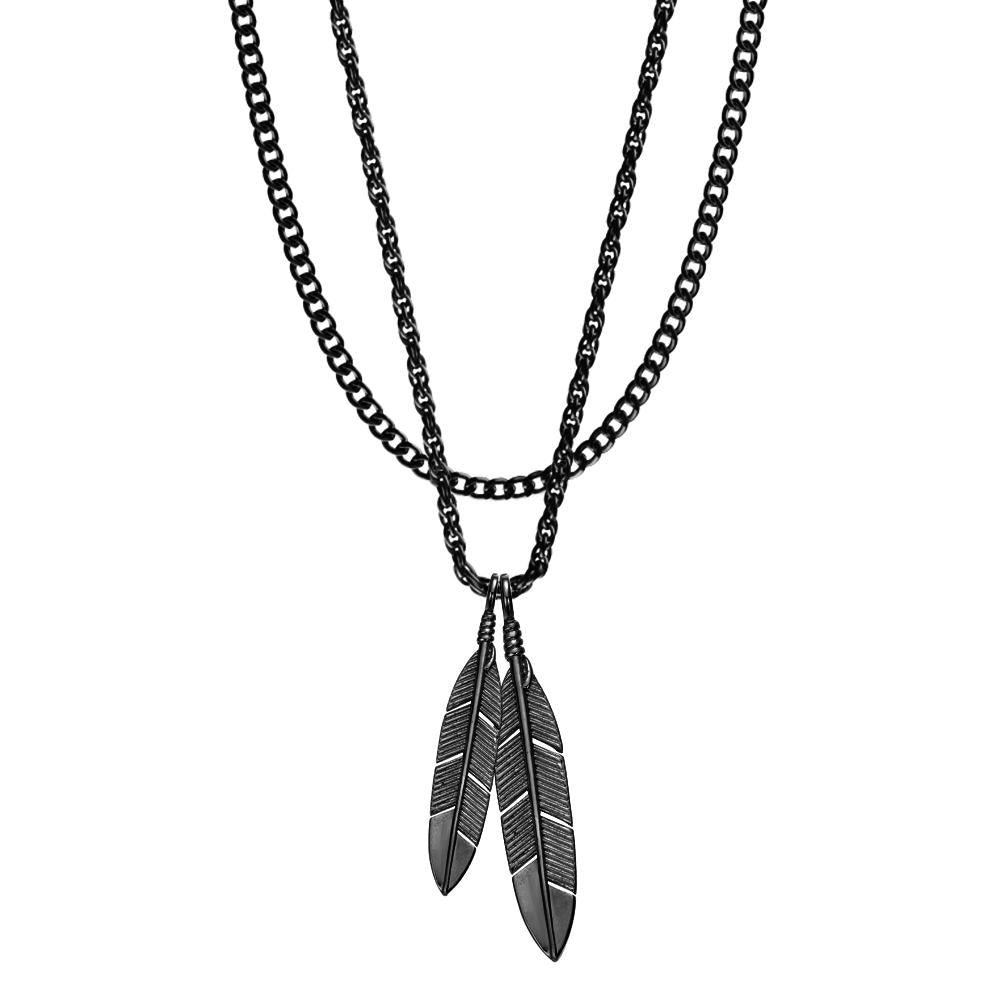 Mister - Feather Necklace - 3 CHAIN FINISHES - 2 PENDANT COLORS -