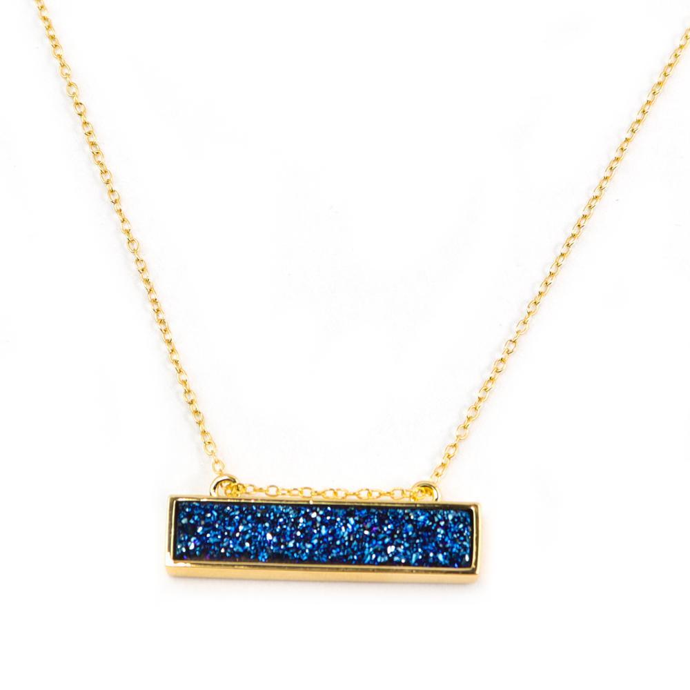 Christy Jean - Bethany Druzy Bar Necklace - 7 COLORS -