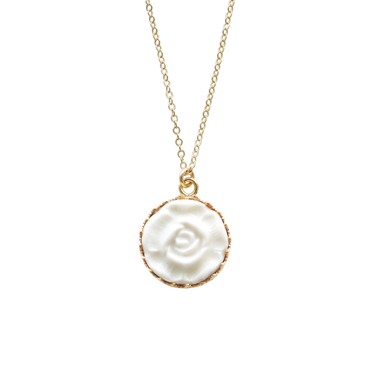 Porcelain Moonlight Rose Gold-Filled Pendant Necklace -