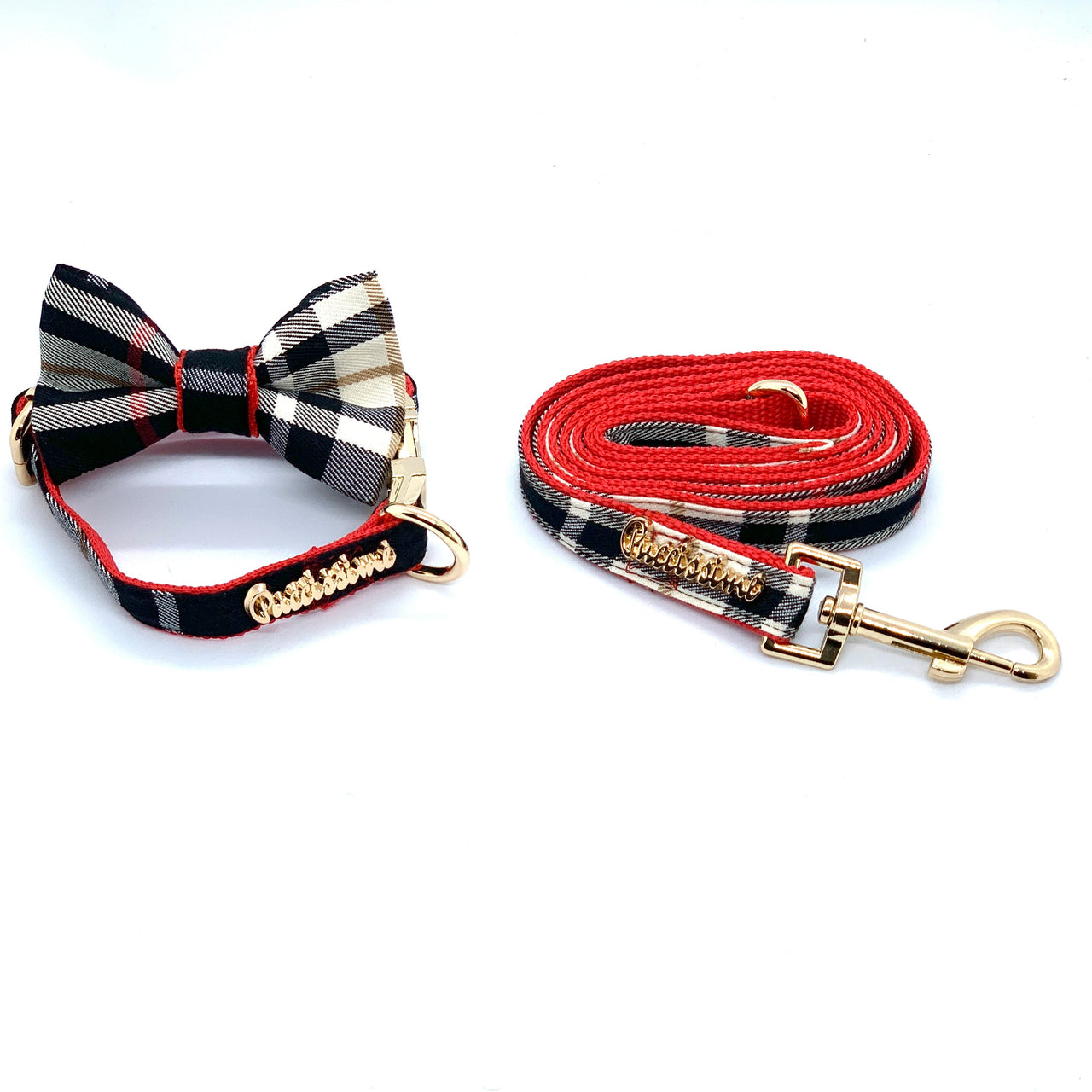 Puccisime - Collette Collar, Leash & Bow Tie Set - 3 PCS. - 4 SIZES -