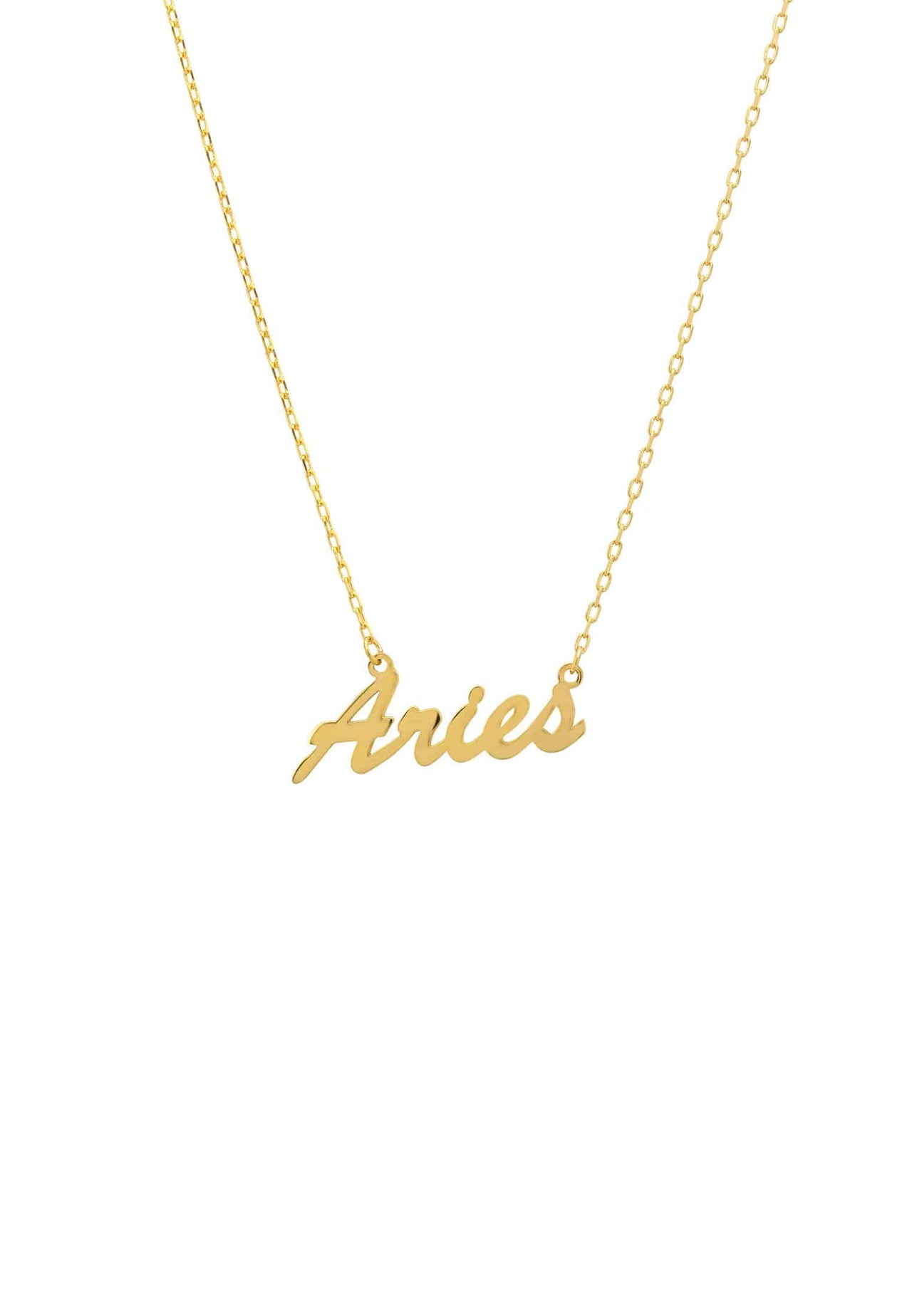 Zodiac Star Sign Name Necklace Gold Aries -