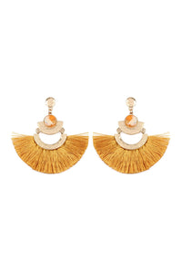 Thumbnail for Dangling Tassel Fan Drop Earrings - 6 COLORS -