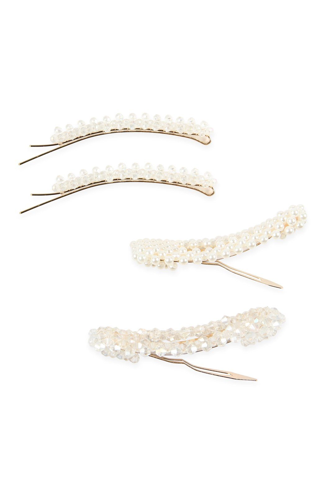 Riah Fashion - Glass Beads and Pearl Hair Pin Set - 3 COLORS