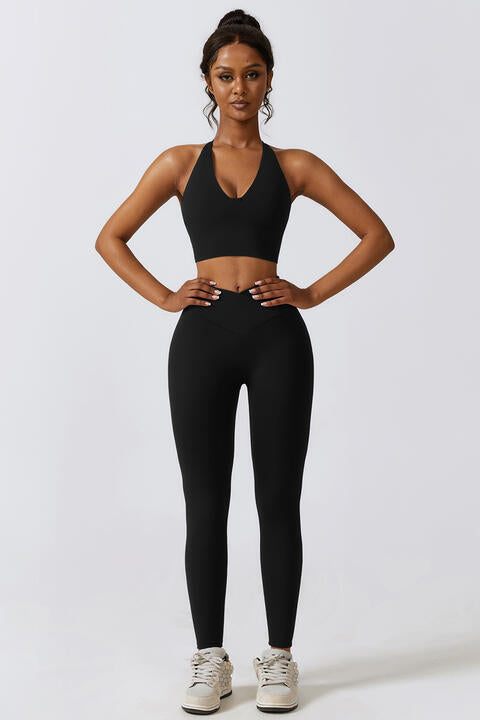 Crisscross Sports Bra and Leggings Set - 2 PCS. - T - 4 COLORS -