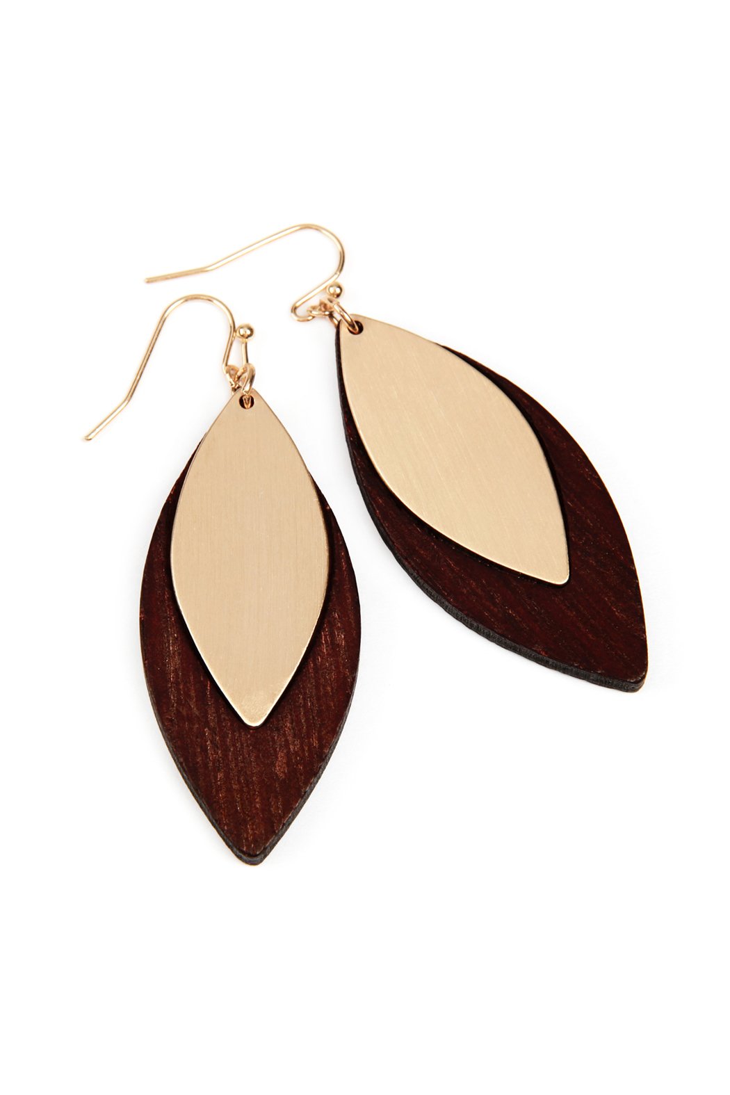 Satin Metal Wood Earrings - 4 COLORS -