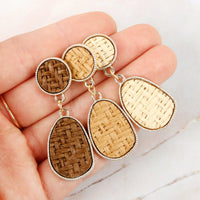 Thumbnail for Woven Straw Dangle Drop Earrings - 3 COLORS -