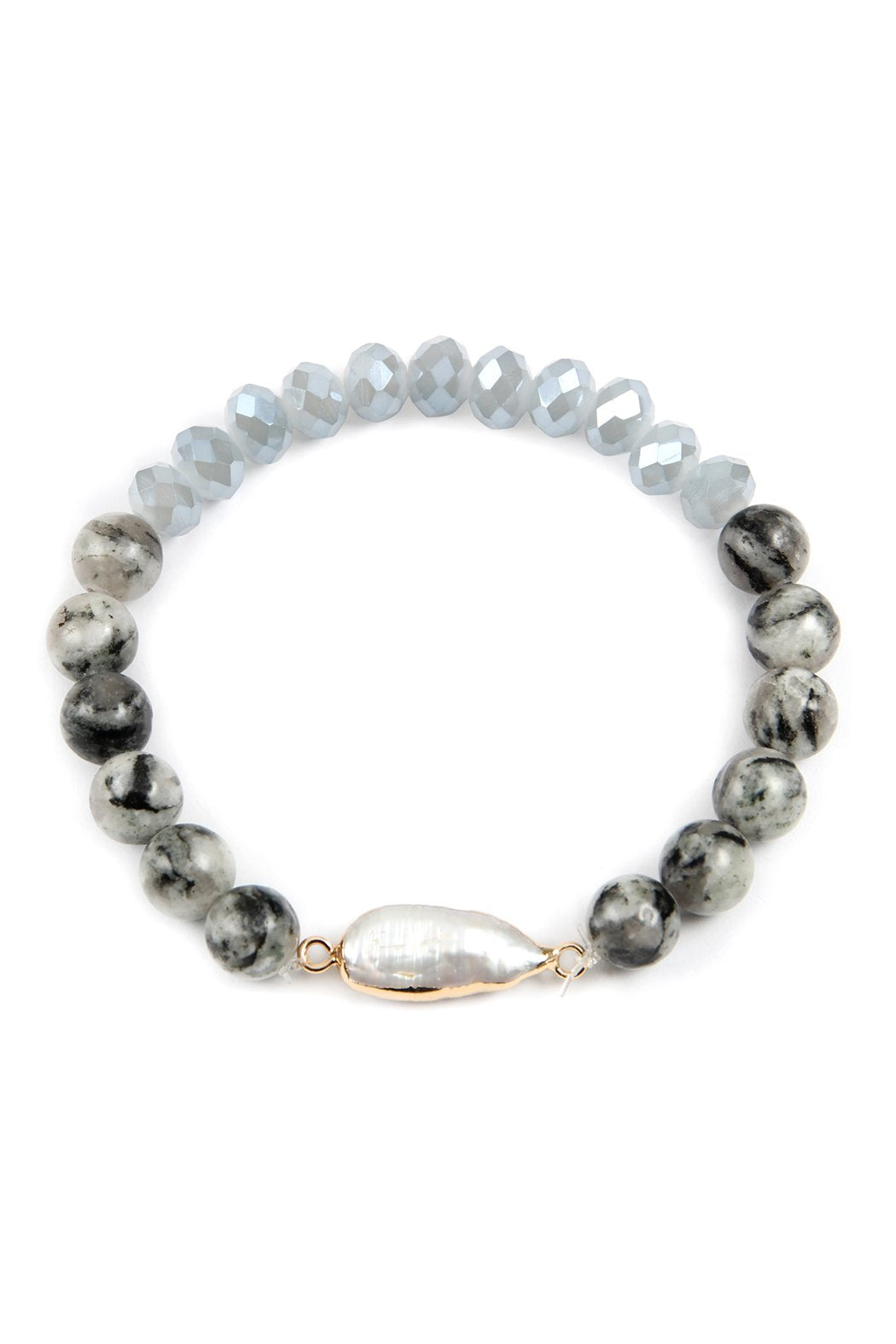 Riah Fashion - Glass and Natural Beads Pearl Charm Bracelets - 4 COLORS -