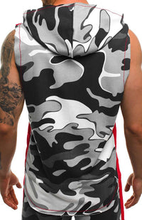 Thumbnail for Men's Printed Sleeveless Hooded Tank Top - K - 3 CAMO COLORS -