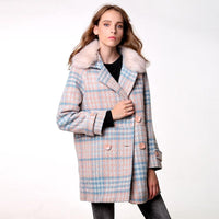 Thumbnail for Luxury & Me - Double Breasted Coat - Plaid - 1 COLOR -