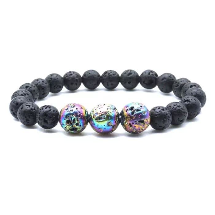 Volcano Lava Stone Bracelet Multicolor Rainbow -