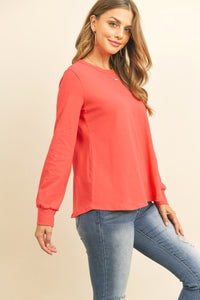 Thumbnail for Riah Fashion - Long Sleeve Round Neck Solid Top - 17 COLORS -