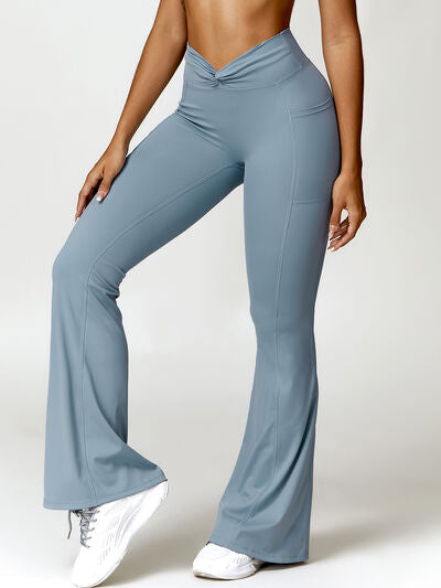 Twisted High Waist Active Pants with Pockets - T - 5 COLORS -