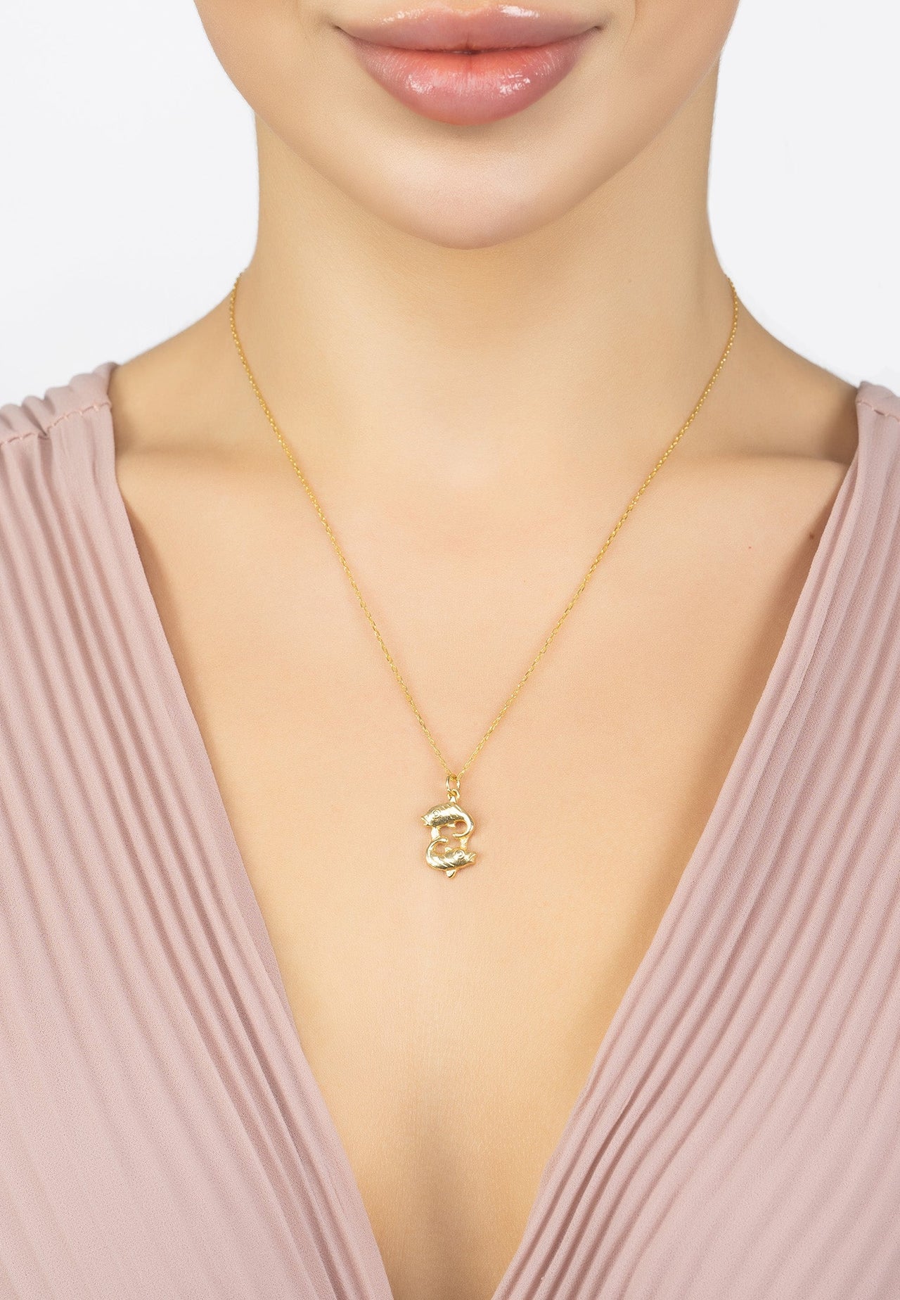 Zodiac Star Sign Necklace Gold Pisces -