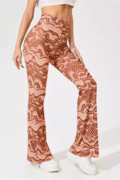 Printed High Waist Flare Pants - T - 7 COLORS -