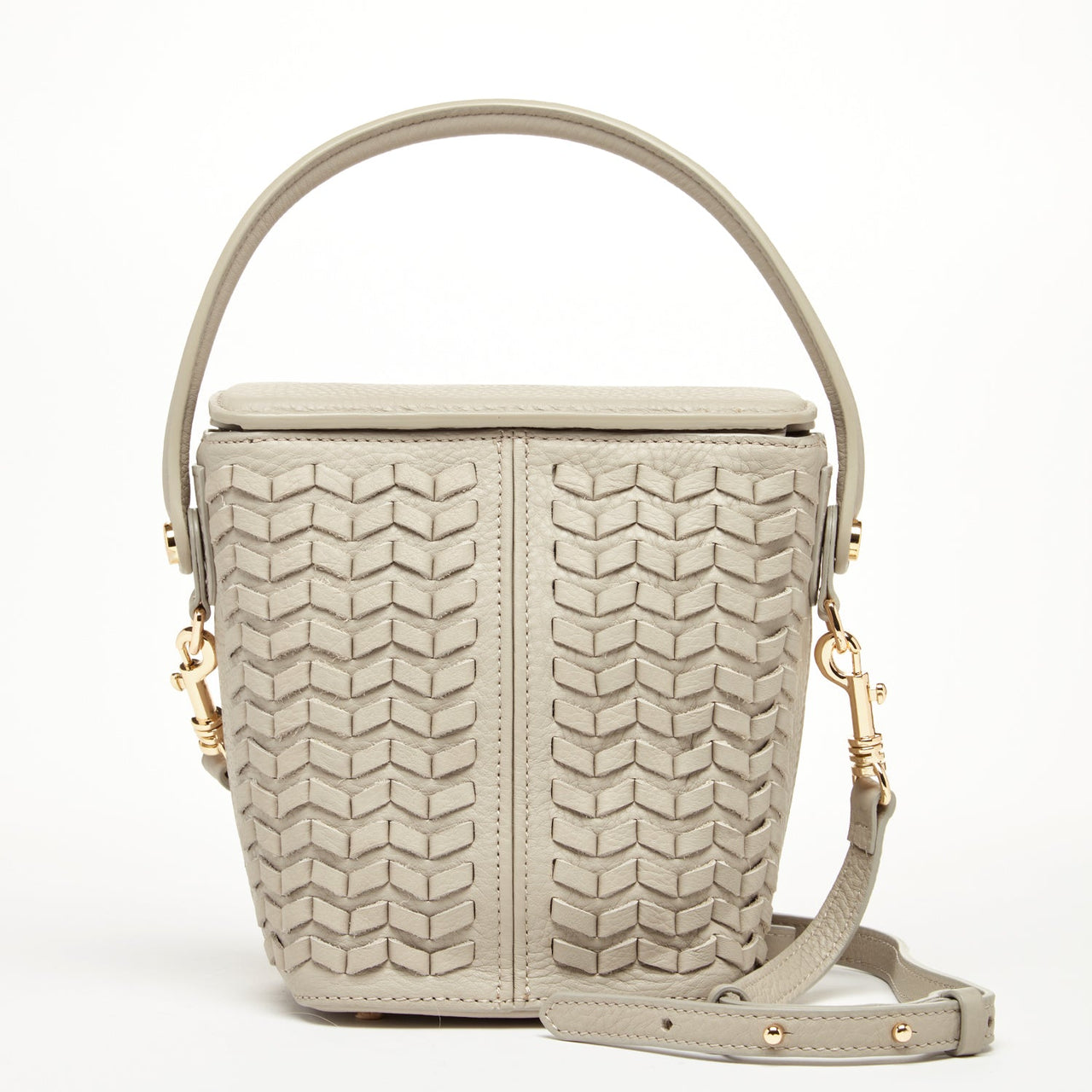 Anna Woven Leather Bag Grayish Beige -