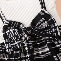 Thumbnail for Plaid Print Bow Detail Dress with Headband - 2 PCS - T - 3 COLORS -