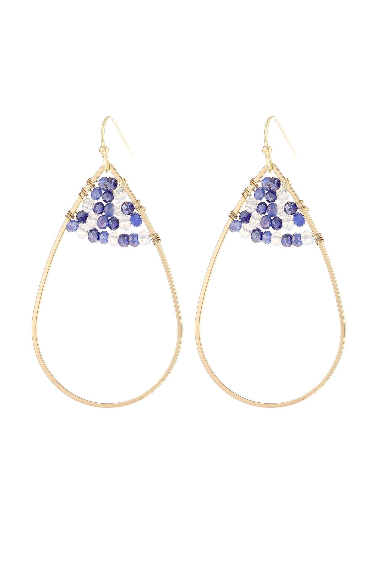 Open Teardrop With Rondelle Beads Earrings - 13 COLORS -