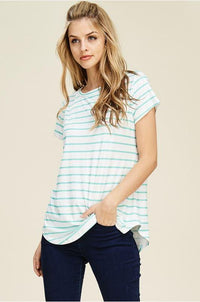 Thumbnail for Riah Fasion - Striped Short Sleeve Top - 3 COLORS -