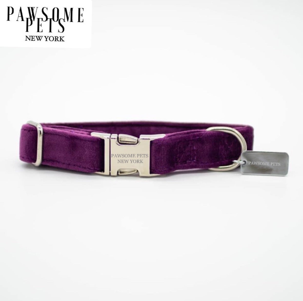 Dog & Cat Collar - Dark Purple Velvet -