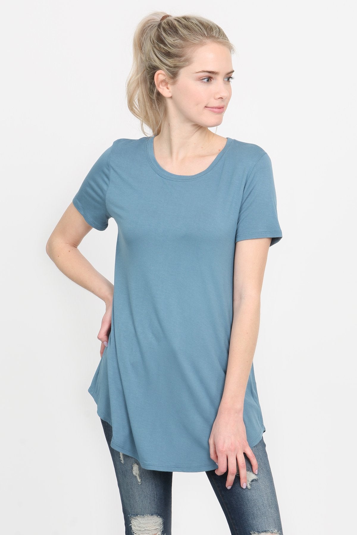 Riah Fashion - Premium Rayon Short Sleeve Top - 12 COLORS -