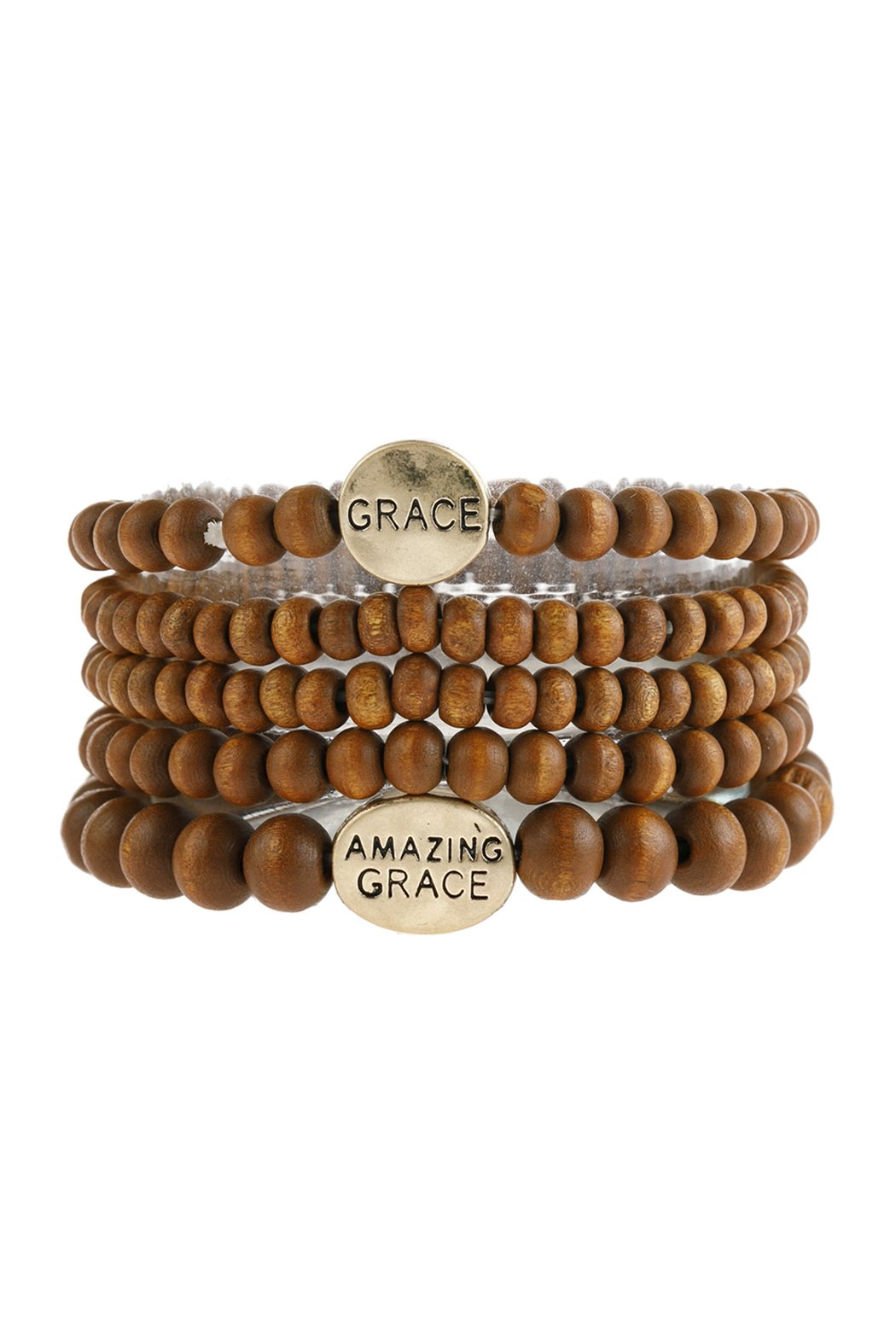 "Grace" Wood Stackable Beaded Bracelet - 4 COLORS